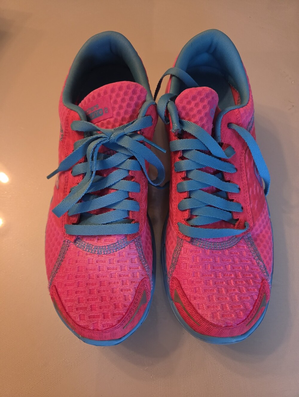 Skechers Women's Pink Sneakers with Teal Laces